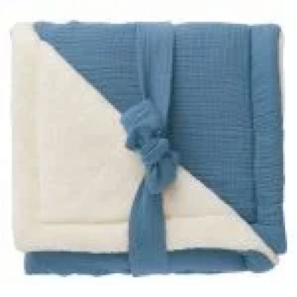 Une image pour le produit Couverture Peluche Double Gaze & Microfibre Bleu Mix & Match