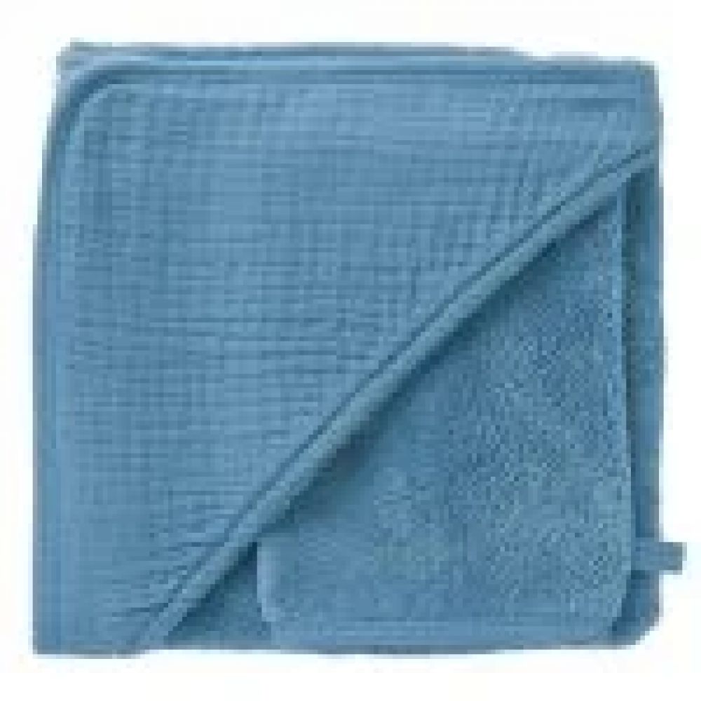 Une image pour le produit Cape de Bain + Gant en Bambou & Gaze Bleu Mix & Match